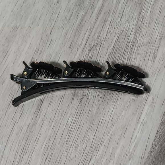 Multi-Toned Pink Rhinestone Floral Black Hair Clip - Picture 3 of 3